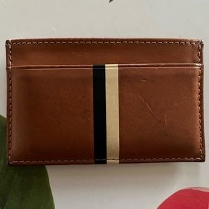 Clare V. Authentic Mike Leather Card Case Wallet Tan White Black Stripe